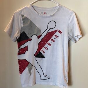 Jordan White T-Shirt with Red and Black Graphic